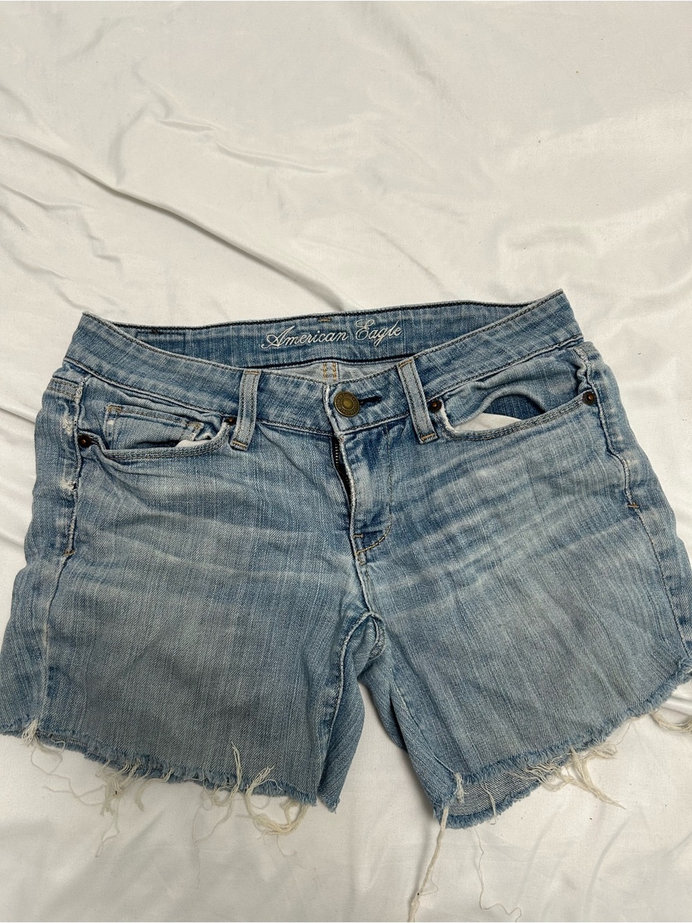 American Eagle Light Wash Denim Cutoff Shorts